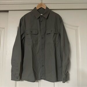 Men's H&M Green/Gray Button-Up Shirt Jacket